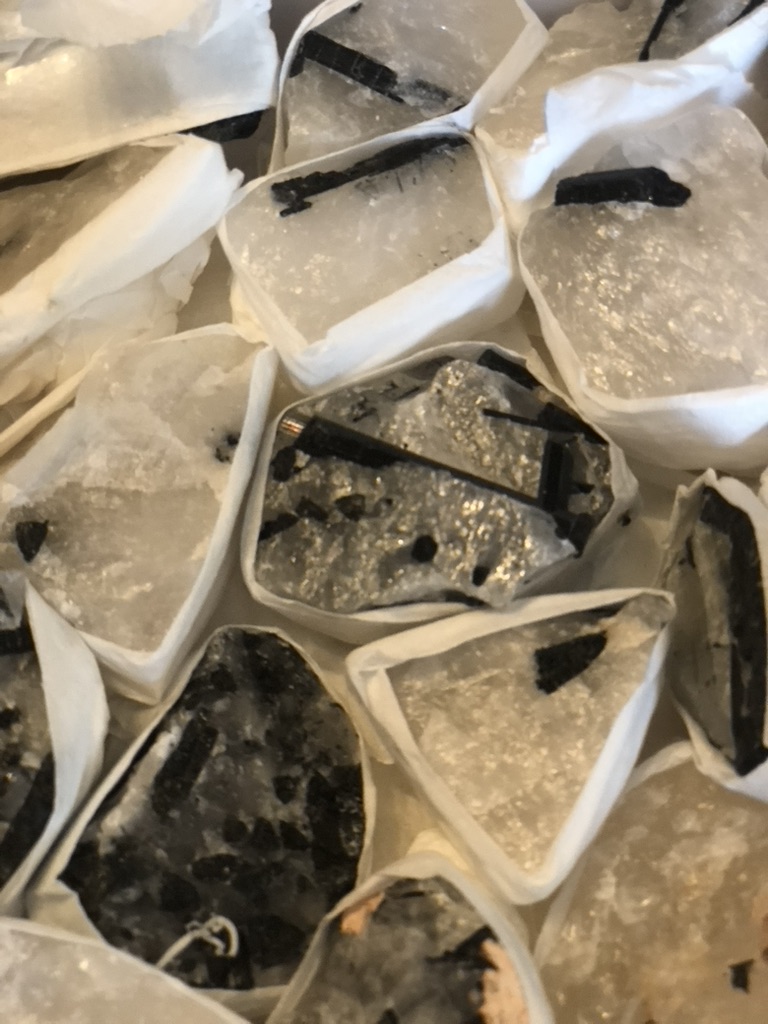 Tourmaline in Quartz offering grounding, protection, and mental clarity.
