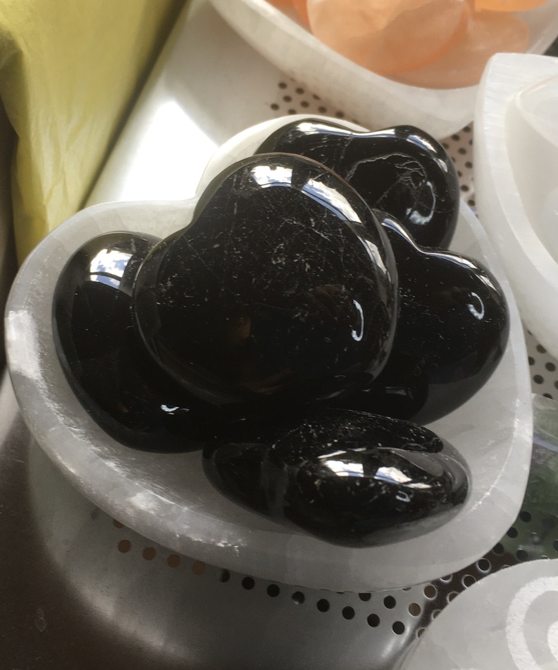 Tourmaline in Quartz puff heart offering grounding, protection, and mental clarity.