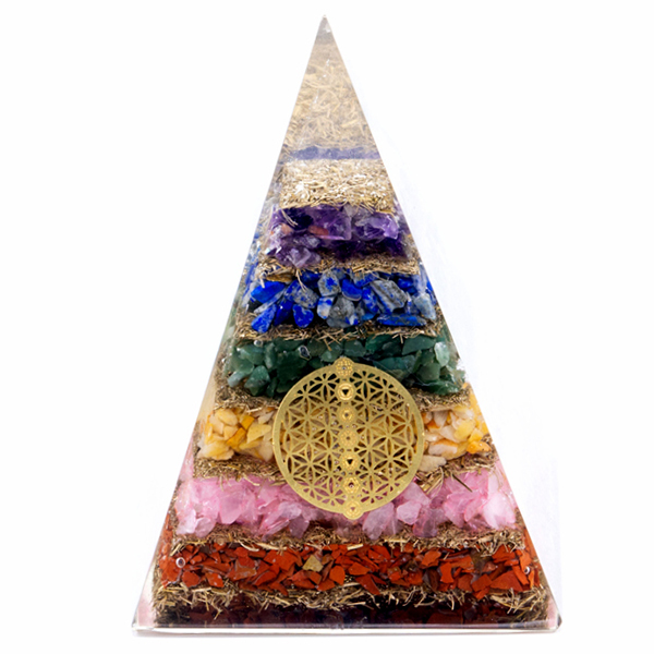 orgonite pyramid Seven Chakra Flower of Life