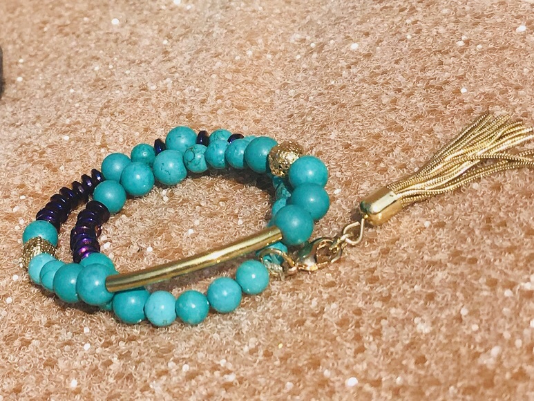 Desert Siren Turquoise and Hematite Double Wrap Bracelet