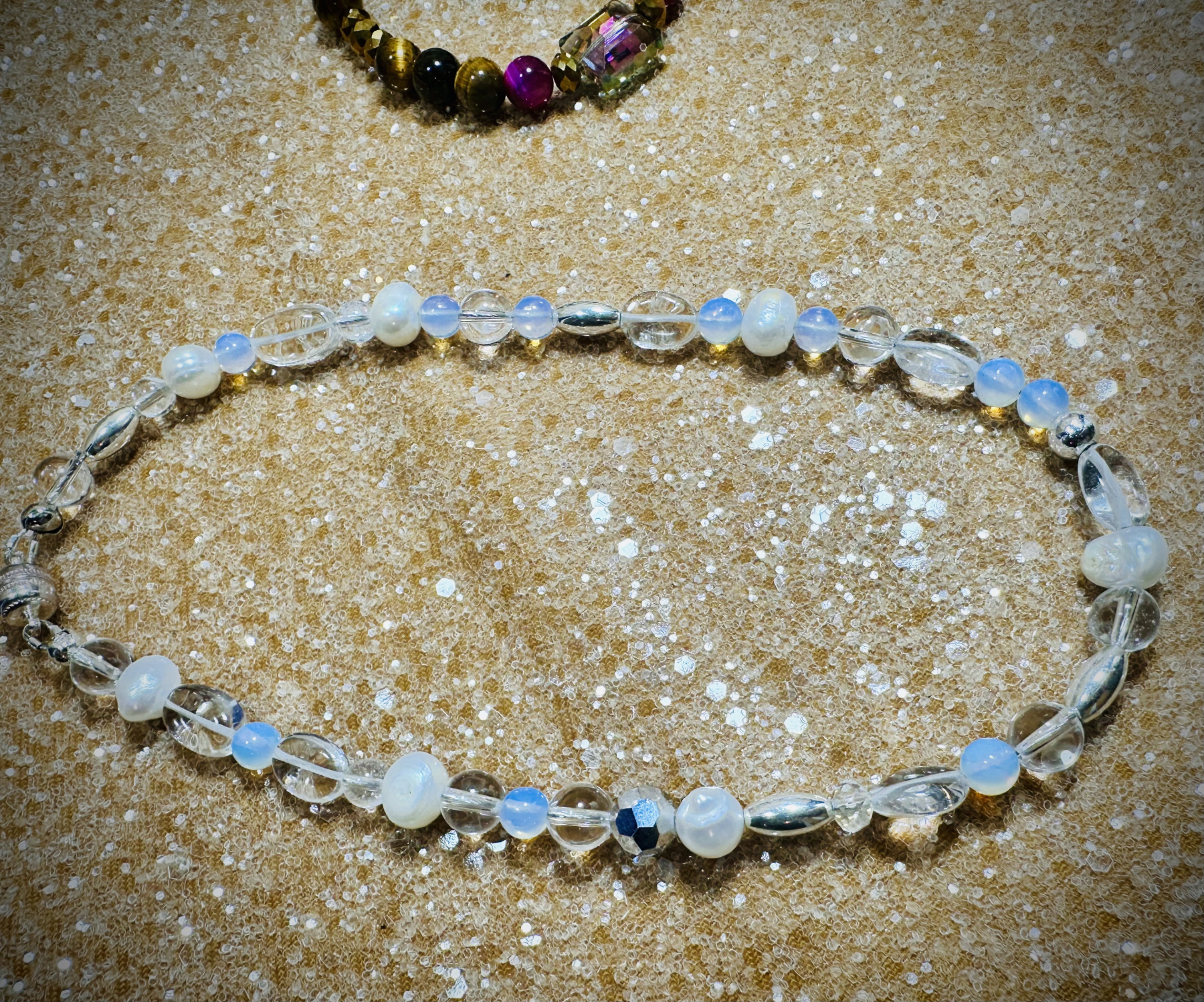 Stella Choker Wrap Angelite,Quartz,Moonstone Pearl