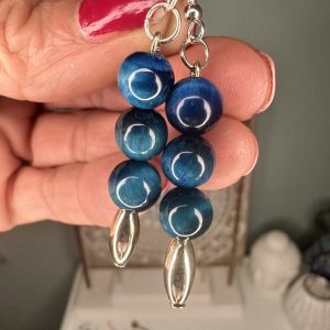 Rockabellasoul Signature Blue Tigers eye triple stack earrings