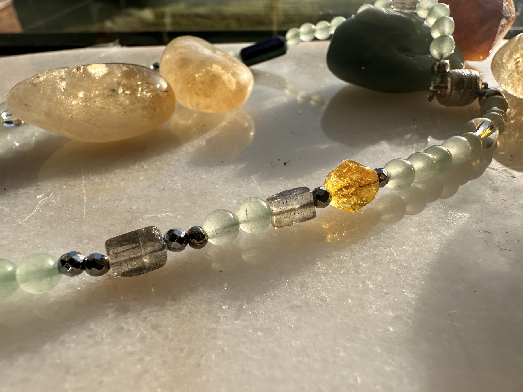calm sunny seas citrine aquamarine labradorite choker wrap