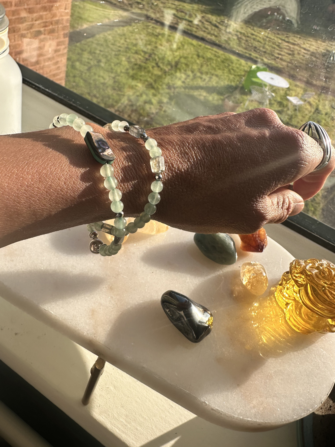 calm sunny seas citrine aquamarine labradorite choker wrap