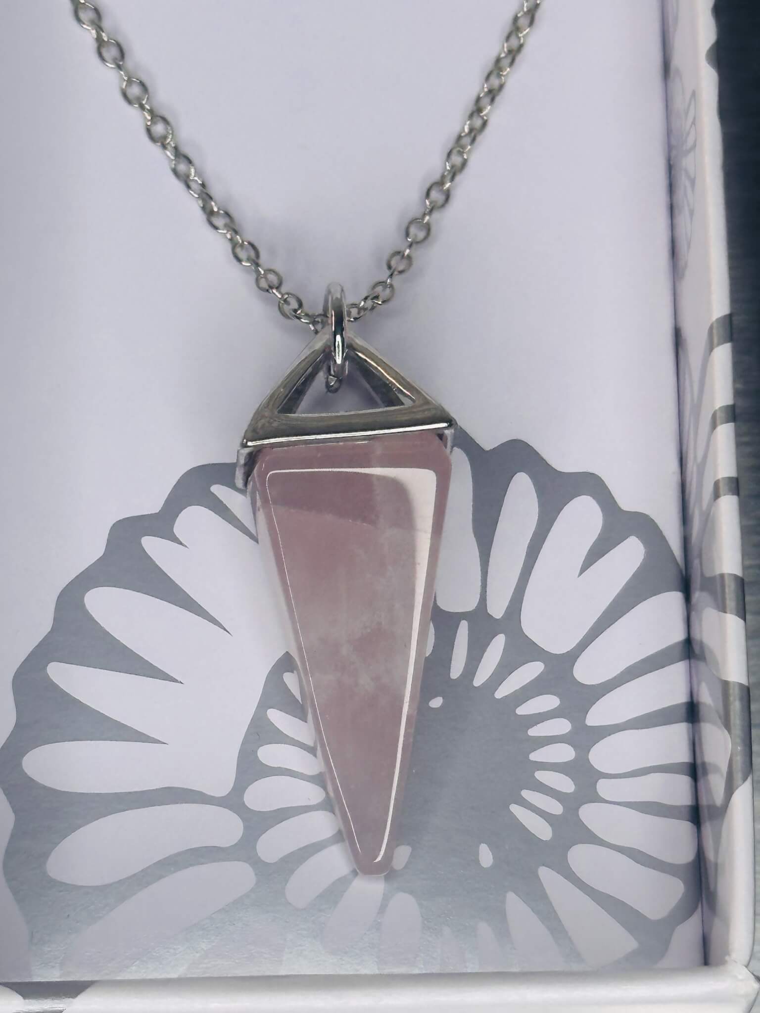 “🔺 Triangle chrome-plated chakra pendant with gemstone”