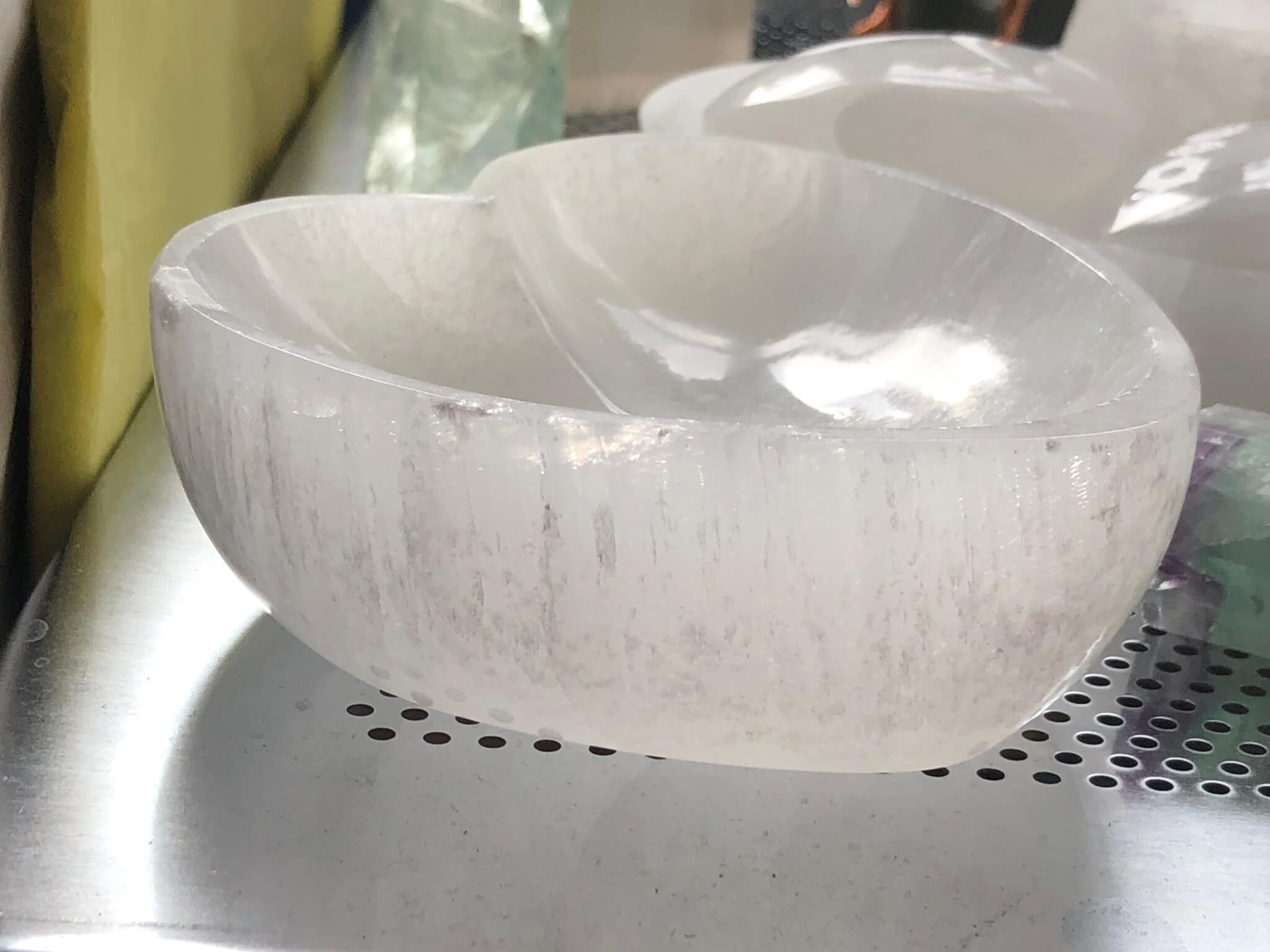 Heart trinket bowl “Selenite heart trinket bowl for jewellery or crystals”